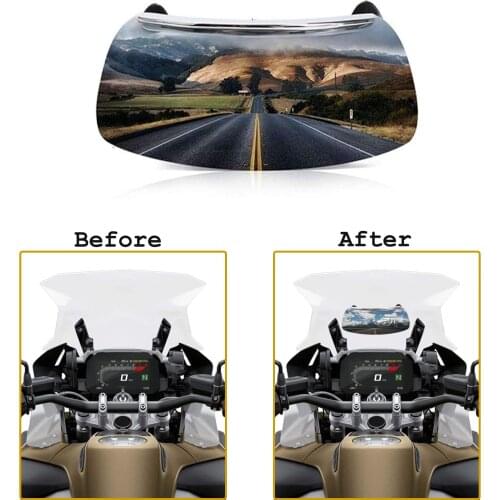 Motorcycle Rearview Mirrors 180 Degree Safety Ultra Wide Angle Lens Rear View Blind Spot Mirror Mounted on Windscreen for BMW R1