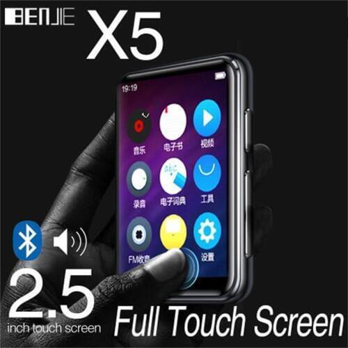 BENJIE X5 Full Touch Screen Bluetooth5.0 MP3 Player with Speaker 16GB/32GB Lossless Music Player With FM Radio Video Player