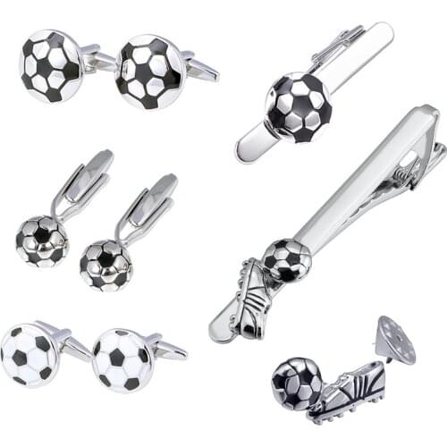 Football Cufflinks Fashion Personality Accessories Dimensional Soccer French Shirt Cuff Buttons Tie Clip Brooches Mens Jewelry