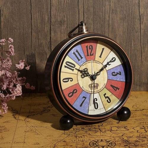 ABZS Table Clock Retro Vintage Non-Ticking Table Desk Alarm Clock Silent Quartz for Bedroom Living Room Indoor Decoration