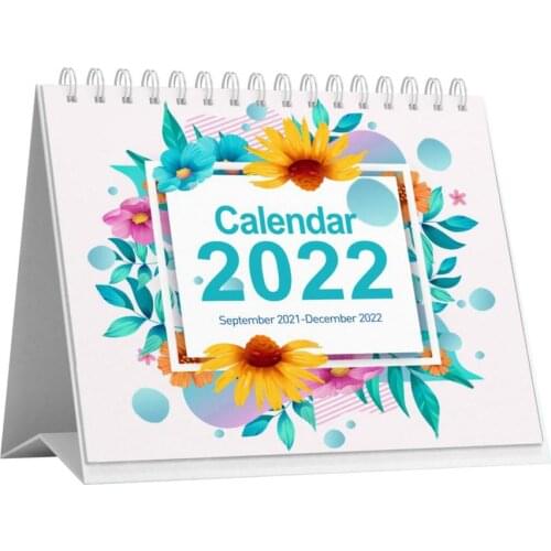 1pcs Desk Calendar 2021 Sep-2022 Dec Stand Up Flip Tabletop Calendar Table Daily Monthly Schedule Planner