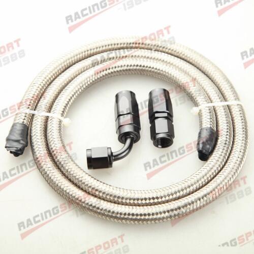 Stainless Steel Braided AN-8 8AN Fuel Gas Line Hose 1M + Swivel Hose End Fitting