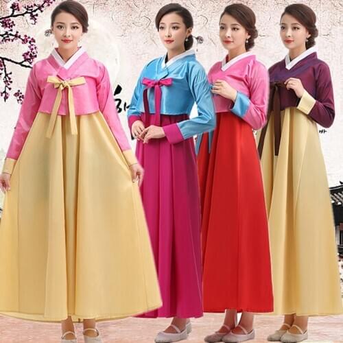 2019 New Korean Traditional Clothing Women Wedding Court Hanbok Dress Korean Dance National Dance Performance Costume SL1562
