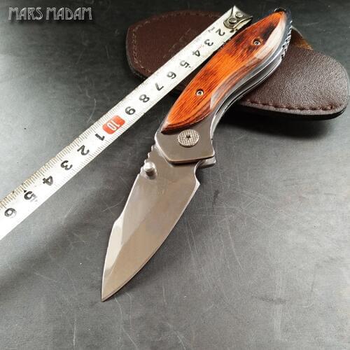 Classic outdoor folding knives, wooden handle inlaid stainless steel Sharp blade, camping survival knife tools