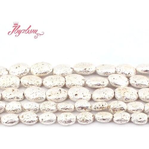 10x14,15x20mm Oval Silver Plated Rock Lava Natural Stone Beads For Jewelry Making DIY Necklace Bracelats Loose 15" Free Shipping