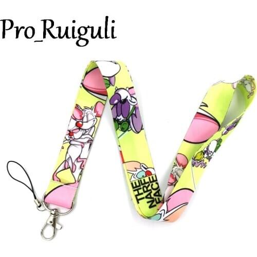 100pcs Pinky and the Brain cartoon Neck Strap Lanyards ID badge card holder keychain Mobile Phone Strap Gifts ribbons