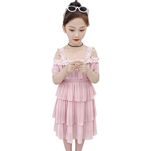 Girl Dress Lace Floral Dresses For Girl Off Shoulder Kid Dress Summer Girls Clothing 6 8 10 1 214