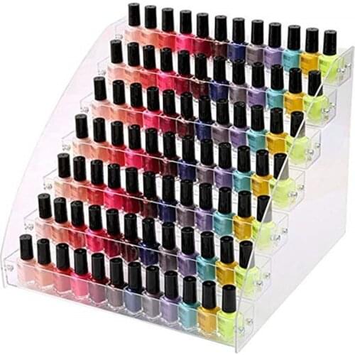 Acrylic Nail Polish Display Organizer Manicure Cosmetics Jewelry Display Stand Holder Clear Makeup Box WJ604