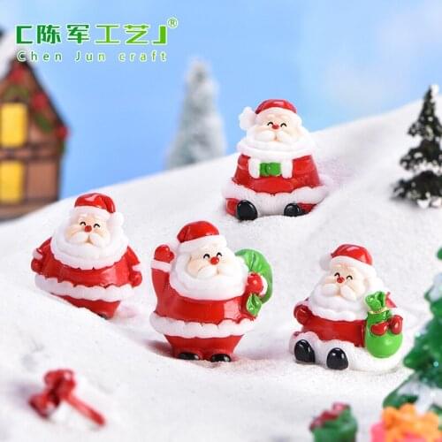 1pc Santa Claus Snowman Christmas Figurine Model Bonsai Garden Fairy Decor Glass DIY Accessories Home Decoration Miniature Craft