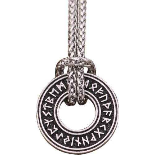 Runic Vegvisir Compass Pendant Necklace Futhark Runes Viking Talismans Jewelry