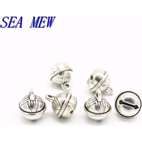 SEA MEW 100PCS 10.8mm*9.6mm Antique Silver color Bell Shape Charms Vintage Metal Alloy Pendant For Jewelry Making