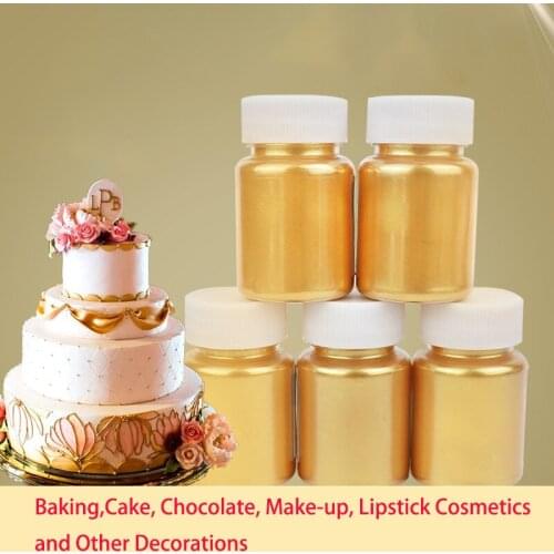 15g Edible Gold Powder Glitter Powder Silver Pearl Powder Baking Color Dust Mousse Cake Fondant Macaron Chocolate Decoration
