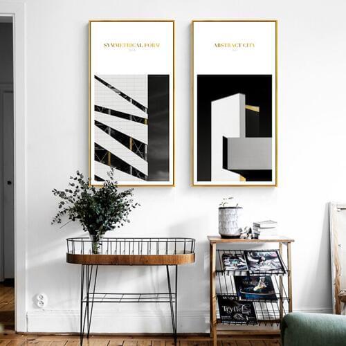Nordic Black White Building art wall art Canvas Painting Prints Posters for Living Room Corridor stair porch Morden Home Decor