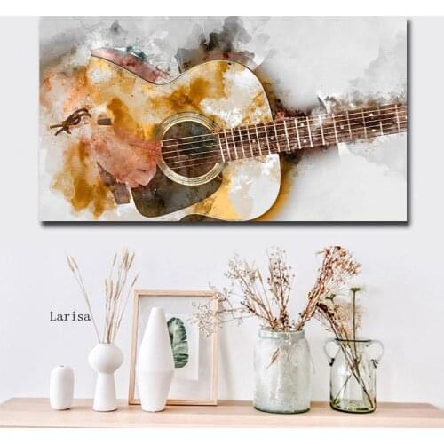 Modern Home Decor Painting Abstract Guitar Canvas Paintings Posters and Prints Wall Art Picture for Living Room Study Decor