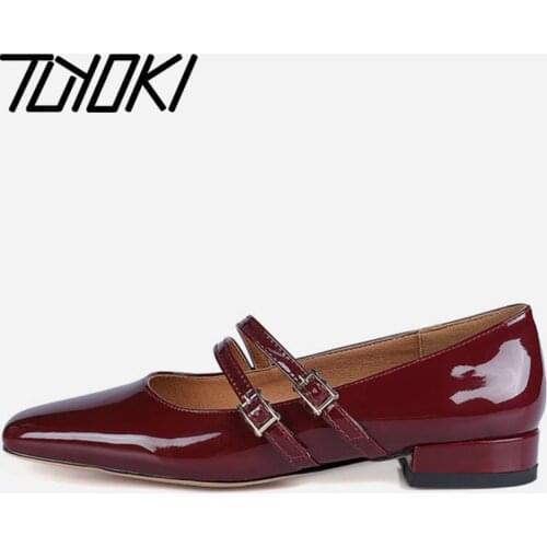 Tuyoki Size 33-43 WomenS Pumps 2021 Shoes Square Heels Summer Stylish Casual Buckle Shoes Women Party Office Foorwear