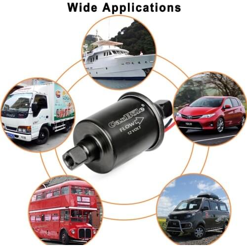 Universal 12V Fuel Pump Electric Gas Diesel Inline Low Pressure 5-9PSI 30 GPH For All 12 Volt Cars Trucks Boats Generators