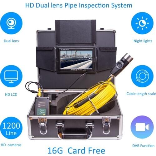 Dual Lens Wifi Pipe Video Camera 7inch Drain Sewer Inspection Camera System Meter Counter Night Vision Endoscope with Two Lenses