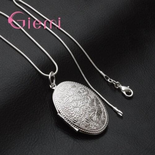 Vintage Photo Locket Necklace 925 Sterling Silver Jewelry Pendant Necklace for Women High Quality Gift Free Shipping