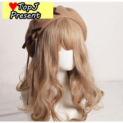Japanese Kawaii Beret Hat Lolita Teenage heart Sweet Woolen Handmade Cute Little Bear Warm Autumn Winter Painter Hat Headdress