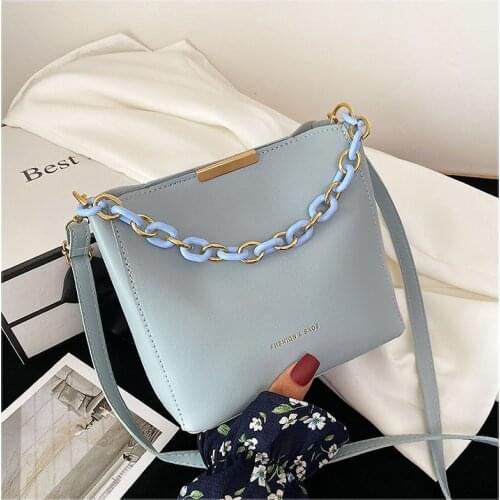Women Tote Bag 2021 New Solid Color Bucket PU Leather Crossbody Bag Female Simple Shoulder Bag Small Square Lady Handbag