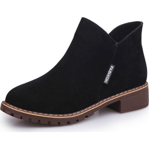 Women Ankle Boots Shoes Suede Leather Zipper Square Heels Boots Ladies Female Short Boots Fashion Autumn and Spring 2018