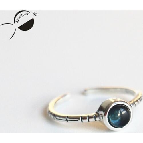 Women Vintage Rings Silver S925 Fashion Jewelry Round Blue Opal Ring Casual Party Jewelry Lover Gift Women Rings Female Silver