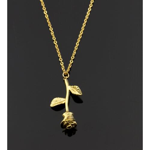 ETCAVCE Rose Flower Pendant Necklaces For Women Stainless Steel 3 Colors Vintage Boho Necklace Glamour Fashion Valentine Jewerly