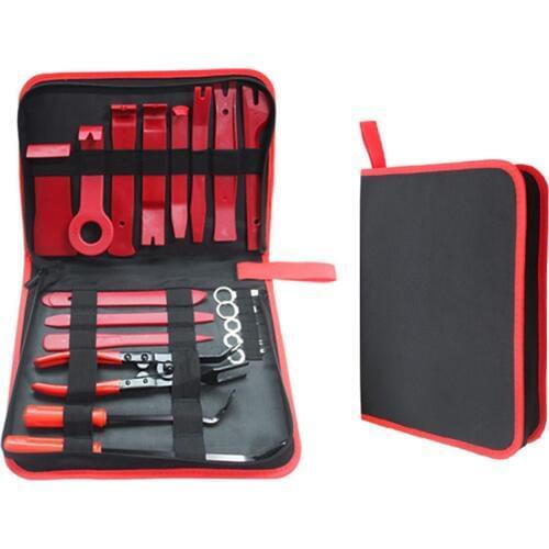 19pcs Car Door Panel Trim Clip Removal Tool Pliers Upholstery Remover Rivets Fastener Trim Clip Removal Pliers Pry Bar Tool Set