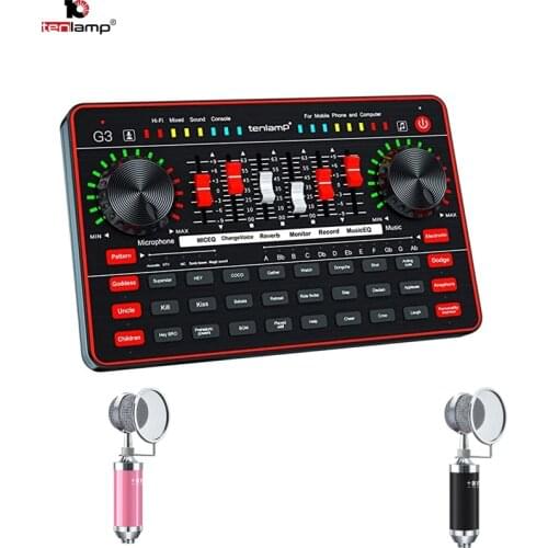 G3 Live Sound Card T1 Microphone Sound Mixer Board Live Streaming Webcast Sound Card USB Audio Interface For Phone Computer PC