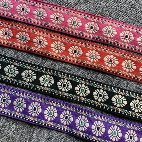 3YARD 4CM Ethnic Embroidered Lace Trim Jacquard Ribbon For Garment Accessories DIY Craft Making Flower Sewing ZERZEEMOOY