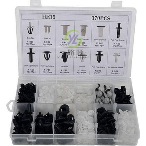 370PCs/Set Auto Car Body Door Trim Clips Push Retainer Pin Rivet Trim Clip Panel Moulding Assortments Kit For Mitsubishi