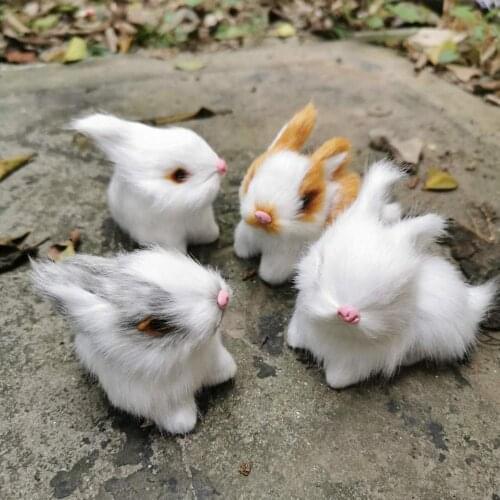 4pcs/7.5*4*6cm,Simulation Furry Baby Rabbits,Artificial Bunny for Wedding Birthday party gift,Garden Home Decoration,kids toy