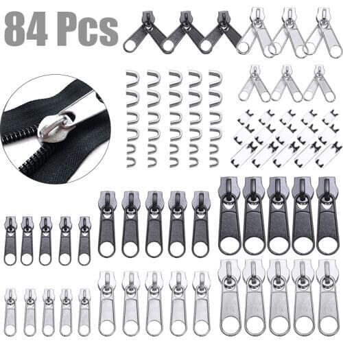84pcs/Set Zipper Replacement Head Zipper Repair Kit Universal Fix Replacement Zip Slider Tools For Zipper Accessories