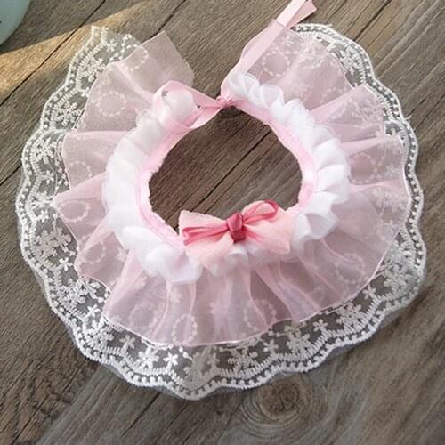 Pet Dog Accessories Lovely Pink Handmade Lace Bow Knot Ties Puppy Neckties Wedding Dress Style Collar Cat Dog Grooming Supplies