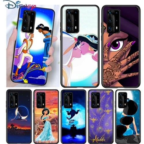Aladdin Jasmine Princess Silicone Cover For Huawei P40 P30 P20 Pro P10 P9 P8 Lite E Plus 2019 2017 5G Black Phone Case