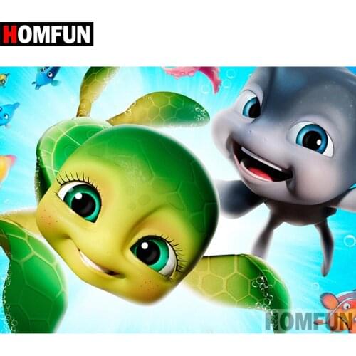 HOMFUN 5D DIY Diamond Painting Full Square/Round Drill "Cartoon turtle" Embroidery Cross Stitch gift Home Decor Gift A08520
