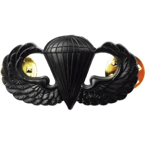 US ARMY AIRBORNE PARATROOPER PARACHUTIST JUMP WINGS BADGE INSIGNIA PIN BLACK