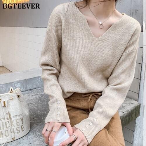 Женские пуловеры с V-образным вырезом BGTEEVER China At AliExpress