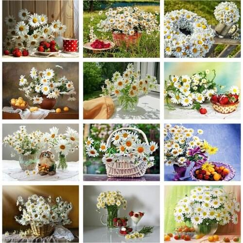 CraftArtGo 5D DIY Diamond Embroidery flowers Full Round Square Rhinestone Mosaic Painting Cross Stitch Flowers Diamond Art Kit