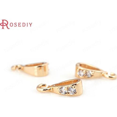 D594)4 pieces5x10MM 24K Champagne Gold Color Plated Brass with Zircon Charms Connector High Quality Diy Jewelry Accessories