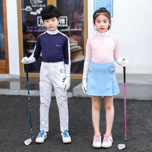 Children Long-Sleeved Golf Shirts Boys Girls Breathable Casual Golf Tops Teenagers Quick-drying Soft Golf Apparel D1063
