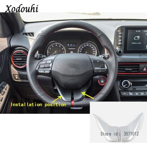 For Hyundai Kona Encino Kauai 2017 2018 2019 2020 Car Sticker Switch Button Cover Steering Wheel Inner Interior Kit Trim Frame