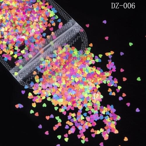 Fluorescence Nail Art Glitter Flakes Heart Star Mouse Shapes Mix Size 3D Nail Accessories Decorations Tools Sequins for Nails