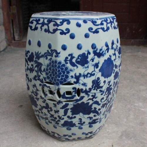 Jingdezhen Antique home porcelain garden stool High Temperatured Glazed 1 piece chinese blue and white ceramic garden stool