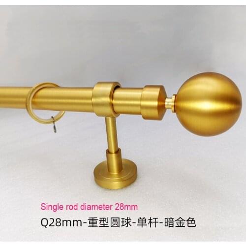Factory direct European minimalist style 28mm silencer curtain rod double rod Brushed gold curtain pole