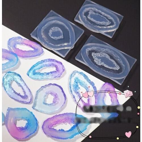 Crystal Quartz Rock Cluster Geode Druzy Gem Pendant Silicone Mold Resin Jewelry