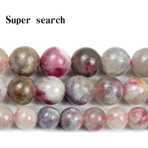 High Quality Natural Pink Tourmaline Beads Round Loose Spacer Stone Beads 6 8 10 mm For Jewelry Making DIY Charm Bracelet 15"str