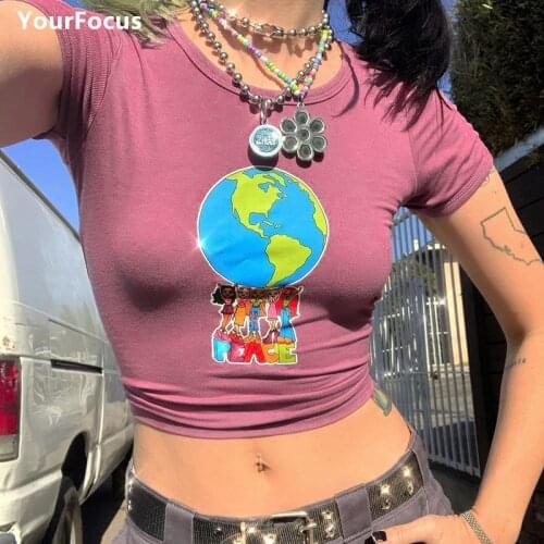 Summer Kawaii Clothes Pink For Girls Crop top y2k Tshirt Cute Pullovers Women Harajuku Tee Tops Streetwear New Trendy T Shirts