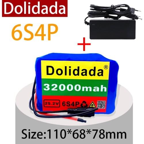 Batterie Lithium-ion 6s4p 24V 32ah 18650, 25.2V 32000mAh pour velo electrique avec chargeur
