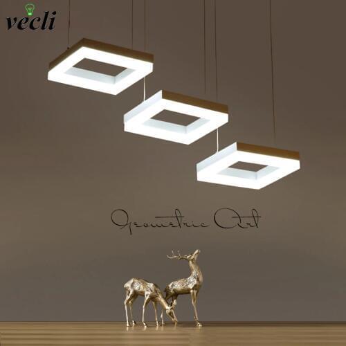 Fashion rectangle ring pendant lamp, led dining room suspendu lamp, restaurant living room long cord hanging light chandelier